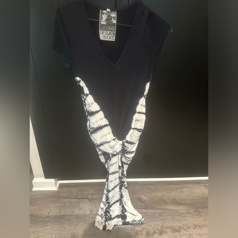 Young Fabulous and Broke long tight tie dye black and white dress size L